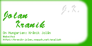 jolan kranik business card