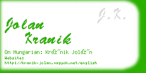 jolan kranik business card